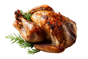 Perfectly roasted chicken with herbs on plate