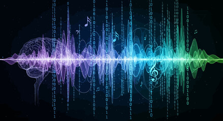 Brainwave Frequencies and Digital Data Streams: A Stunning Visual Representation of Cognitive Technology and Modern Data Analysis