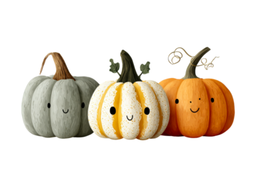 Smiling pumpkins on clear background