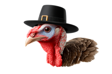 Turkey wearing a hat for festive celebration