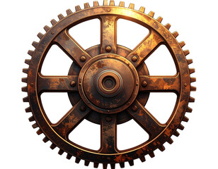 Antique Machinery Cog Wheel &ndash; Corroded Industrial Clipart Isolated