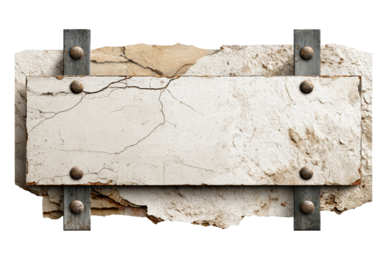 Rustic sign with cracked finish and clamps