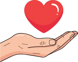Create Heart in hand icon Isolated on white background.