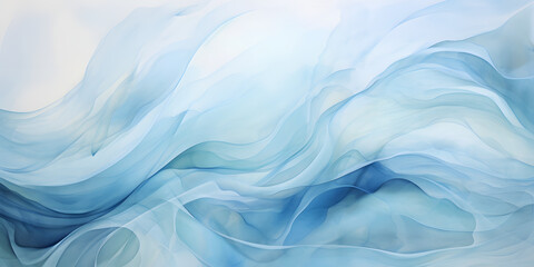 Obraz premium Abstract blue watercolor waves background. Watercolor texture. Vector illustration. 
