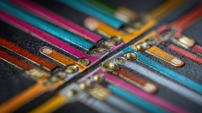 colorful circuit board closeup detail