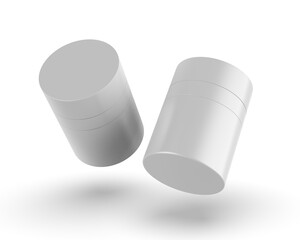 3D render illustration of a blank cosmetic airless pump jar packaging isolated on white background. Realistic clean mockup template for branding.