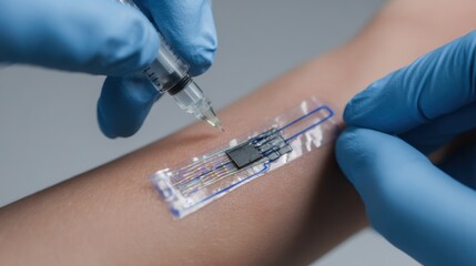 injecting medical sensor skin patch