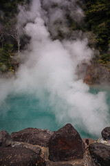 Steaming Hot Spring in Beppu, Japan – Natural Geothermal Spa in Outdoor Setting