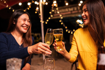 young couple celebrating with champagne