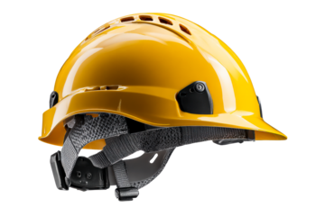 Yellow safety helmet for construction workers
