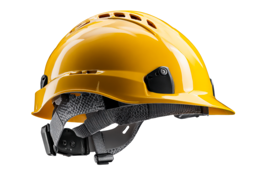 Yellow safety helmet for construction workers