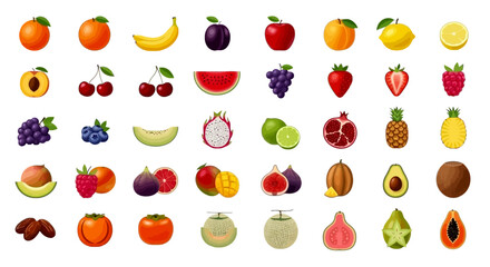 Collection of various colorful fruits.