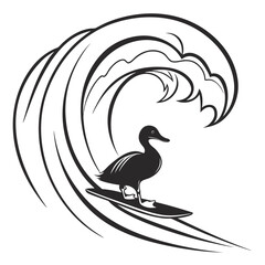 Surfer duck-diving under wave silhouette
