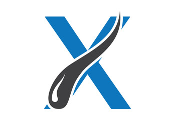 Intel latter X with hair treatment logo design concept