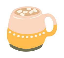 Illustration of Hot Chocolate with Marshmallows. Vector.