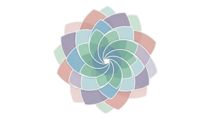 Symmetrical pastel flower bloom with gentle swirling petals creating a serene natural design