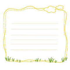 Creative Yellow Border Text Box with Clouds and Grass Graphic Resource