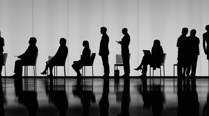 Silhouette Business people waiting for job interview