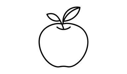 Obraz premium Simple hand drawn outline of an apple with two leaves