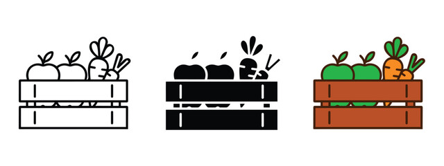 Fruit and Vegetable Harvest Line icon vector. healthy eating options and promote sustainable farming practices beautifully symbol. vector illustration.