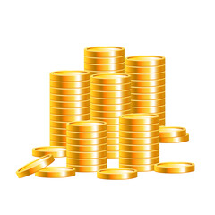 A large pile of gold coins. Vector 3d illustration isolated on white background.