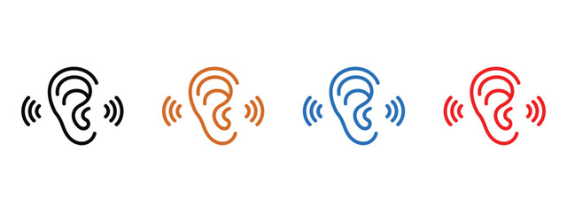 Hearing with ear icon vector. audiology, deafness and accessibility symbol. vector illustration.