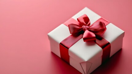 Obraz premium Valentine white box with red ribbon celebration present