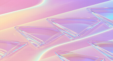 Iridescent Transparent Triangles on Abstract Holographic Background Texture