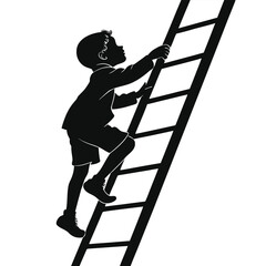 Child climbing ladder silhouette