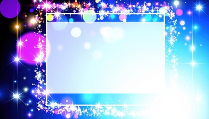 Obraz premium Cornice Rettangolare Luminosa con Nuvole e Scintille Glitter