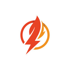 Lightning logo with creative modern fire combination