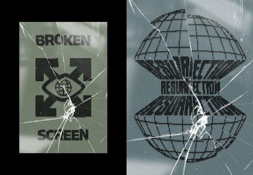 Cracked Screen Text & Logo Effect Mockup