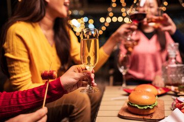 Celebrate whisky at an intimate party at a camping restaurant. A group celebration.