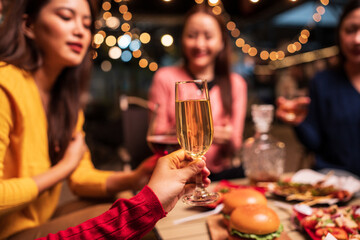 Celebrate whisky at an intimate party at a camping restaurant. A group celebration.	