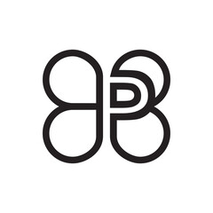 Monogram of the letter P and balloon. Abstract, outline and elegant.