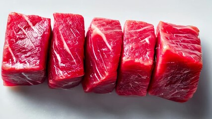 Fresh cuts of premium red meat prepared for cooking in a clean kitchen setting at a local butcher shop