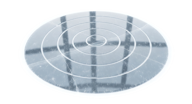 A circular target or radar screen with concentric rings and a grid pattern, isolated a transparent, symbolizing focus, precision, or detection