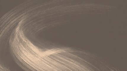 Abstract swirling brush strokes of light beige paint on a muted brown background texture
