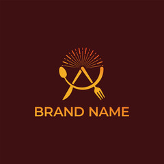 shining restaurant spoon fork and knife logo