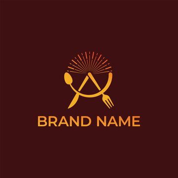 shining restaurant spoon fork and knife logo
