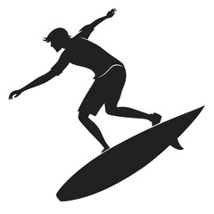 Surfer jumping off board silhouette