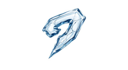 A stylized number 7 formed from clear, cracked ice with visible water droplets, suggesting coldness and fragility, isolated a pure transparent