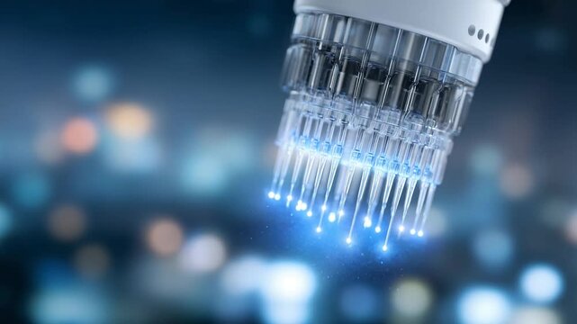 Advanced microneedling device and syringe deliver plasma to the scalp under soft clinical lighting, highlighting safety and effectiveness.