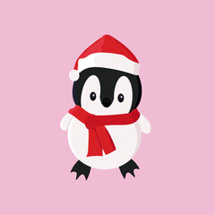 illustration of a penguin with a red scarf
