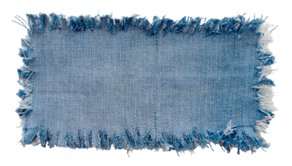 Piece of torn denim on a white background. Denim texture