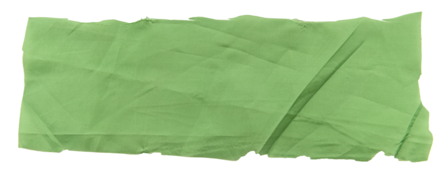 A piece of torn green satin fabric on a white background. Isolate a crumpled piece of fabric