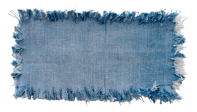 Piece of torn denim on a white background. Denim texture