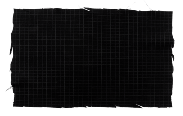 A piece of torn black fabric on a white background. Textile isolate