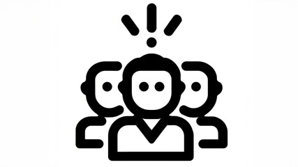 A simple icon depicting a group of people with one individual highlighted, representing teamwork or leadership.
