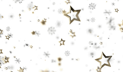 Festive winter background with gold stars and snowflakes. Perfect for holidays, celebrations, and winter themes.